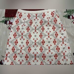 Anthropologie Maeve Cotton Embroidered Pompom skirt